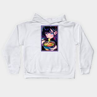 Cute Anime Girl |  Ramen Noodles | Hentaii Chibi Kawaii Design Kids Hoodie